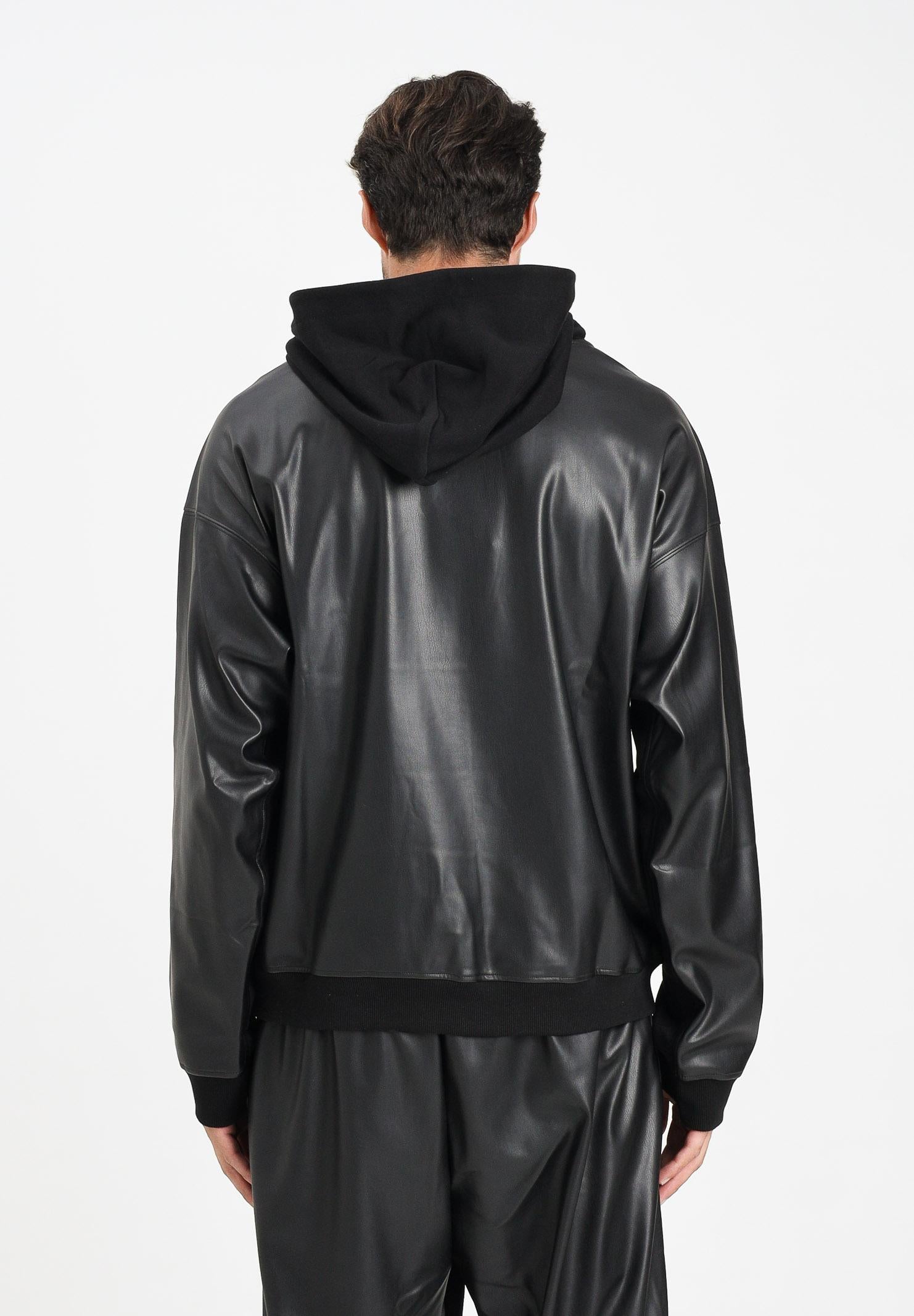 VERSACE JEANS COUTURE Felpa con cappuccio nera da uomo realizzata in doppio tessuto 79GAI311F0010 899 VERSACE JEANS COUTURE 