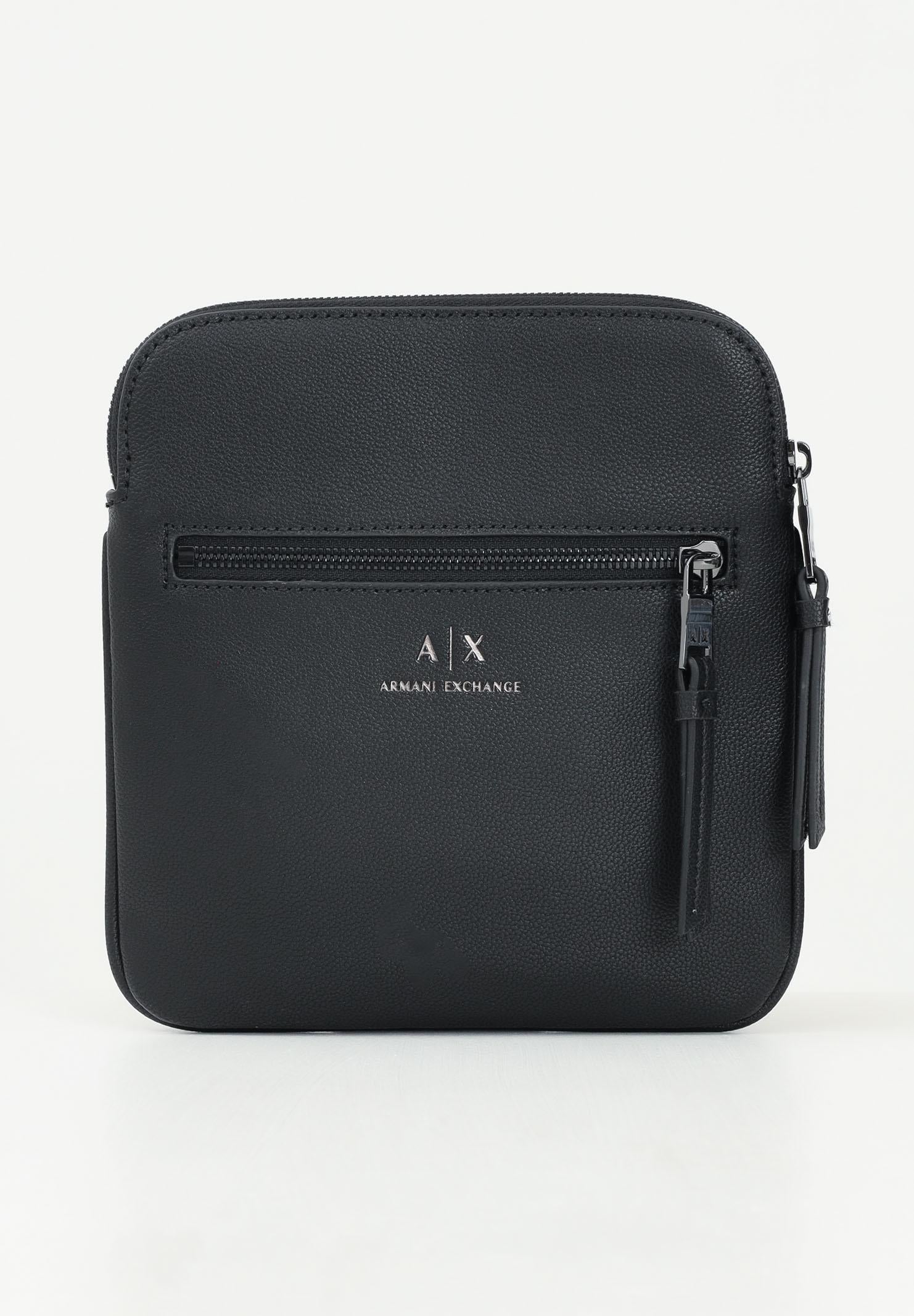 Borsello nero da uomo in ecopelle con logo frontale 952391CC830 00020 ARMANI EXCHANGE 