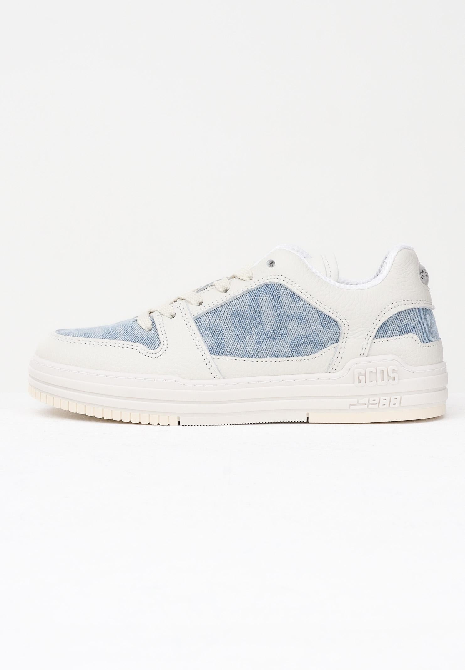 GCDS Sneakers panna per uomo e donna con inserti in denim chiaro GCD1011 460 GCDS 