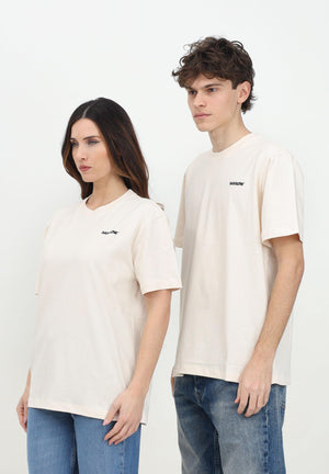 BARROW T-shirt a manica corta vaniglia per uomo e donna con logo e smile S5BWUATH084 BW029 BARROW 