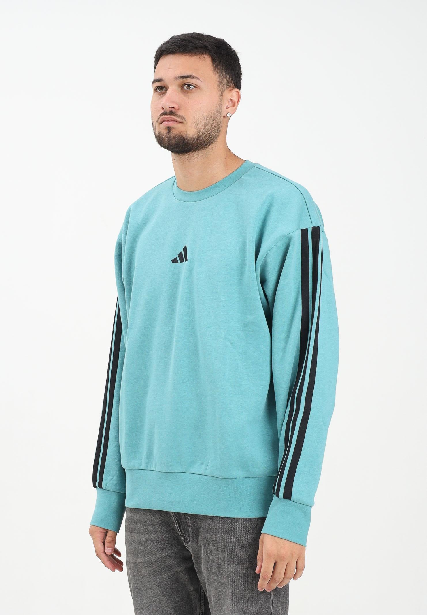 ADIDAS PERFORMANCE Felpa girocollo Essentials 3-Stripes French Terry verde acqua da uomo JX0701  ADIDAS PERFORMANCE 