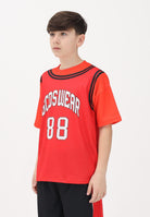 GCDS T-shirt a manica corta rossa e arancio per donna, ragazzi e bambini con stampa C1BJQC706J338 436O GCDS 
