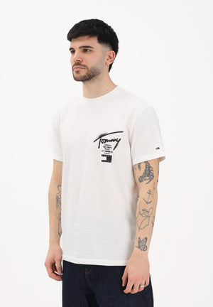 TOMMY JEANS T-shirt a manica corta panna da uomo con stampa logo fronte e retro DM0DM22553 YBL TOMMY JEANS 