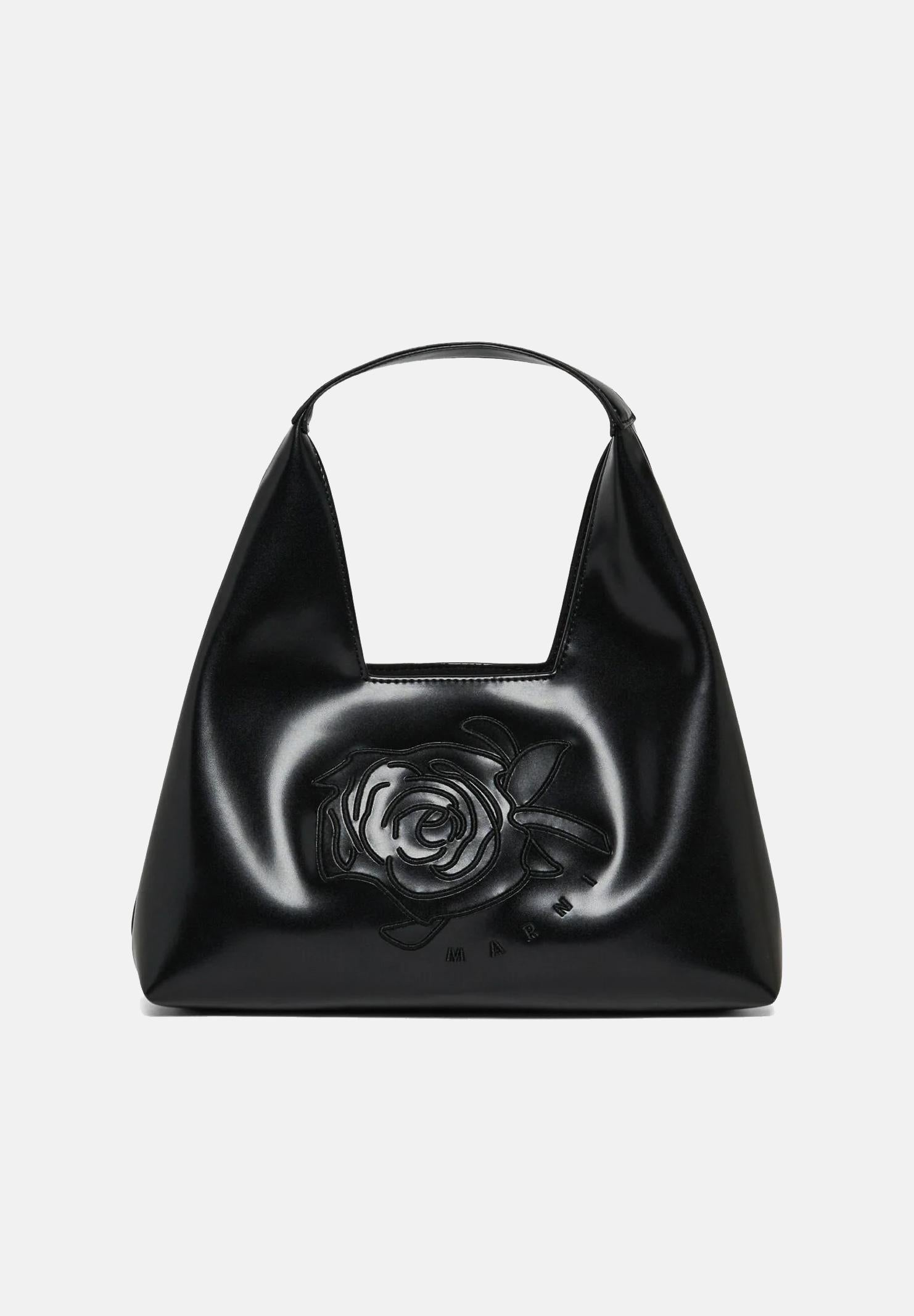 MARNI Borsa a mano Diamond nera da donna con motivo floreale ricamato M01837M00TK 0M900 MARNI 