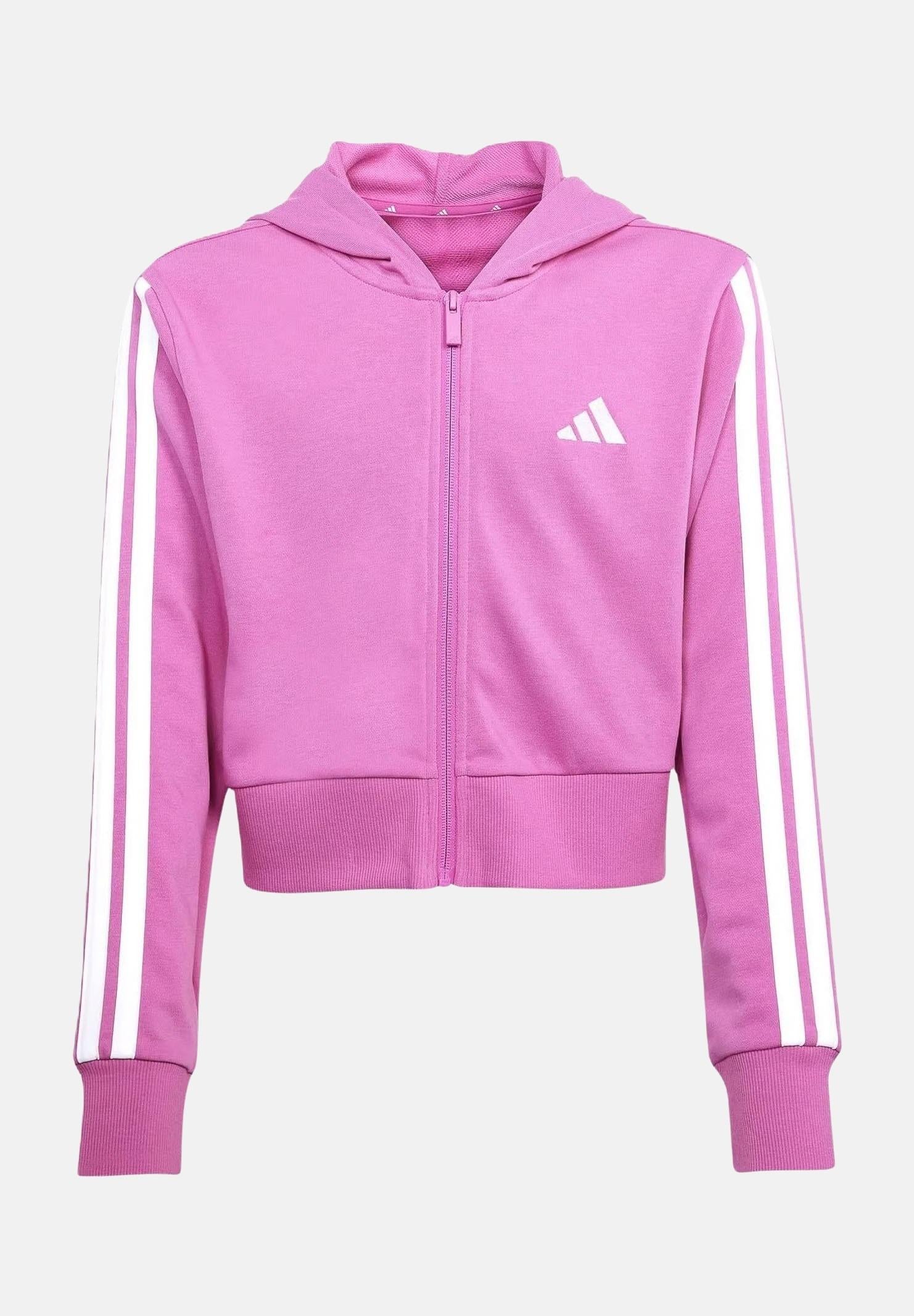 ADIDAS PERFORMANCE Felpa con zip Essentials 3-Stripes French Terry fucsia da bambina JD8165 . ADIDAS PERFORMANCE 
