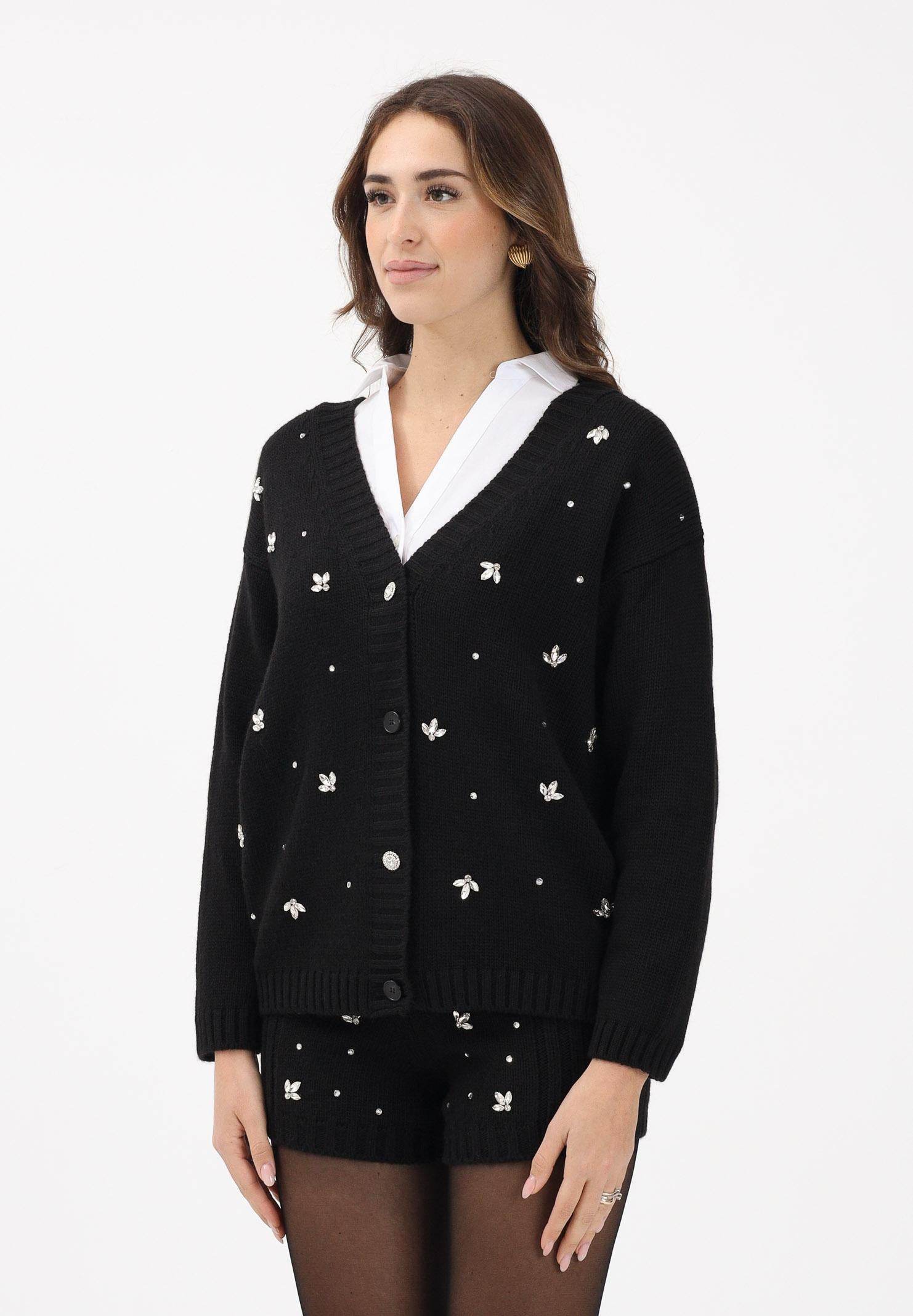 VICOLO Cardigan nero da donna con dettagli gioiello 55153F NE VICOLO 