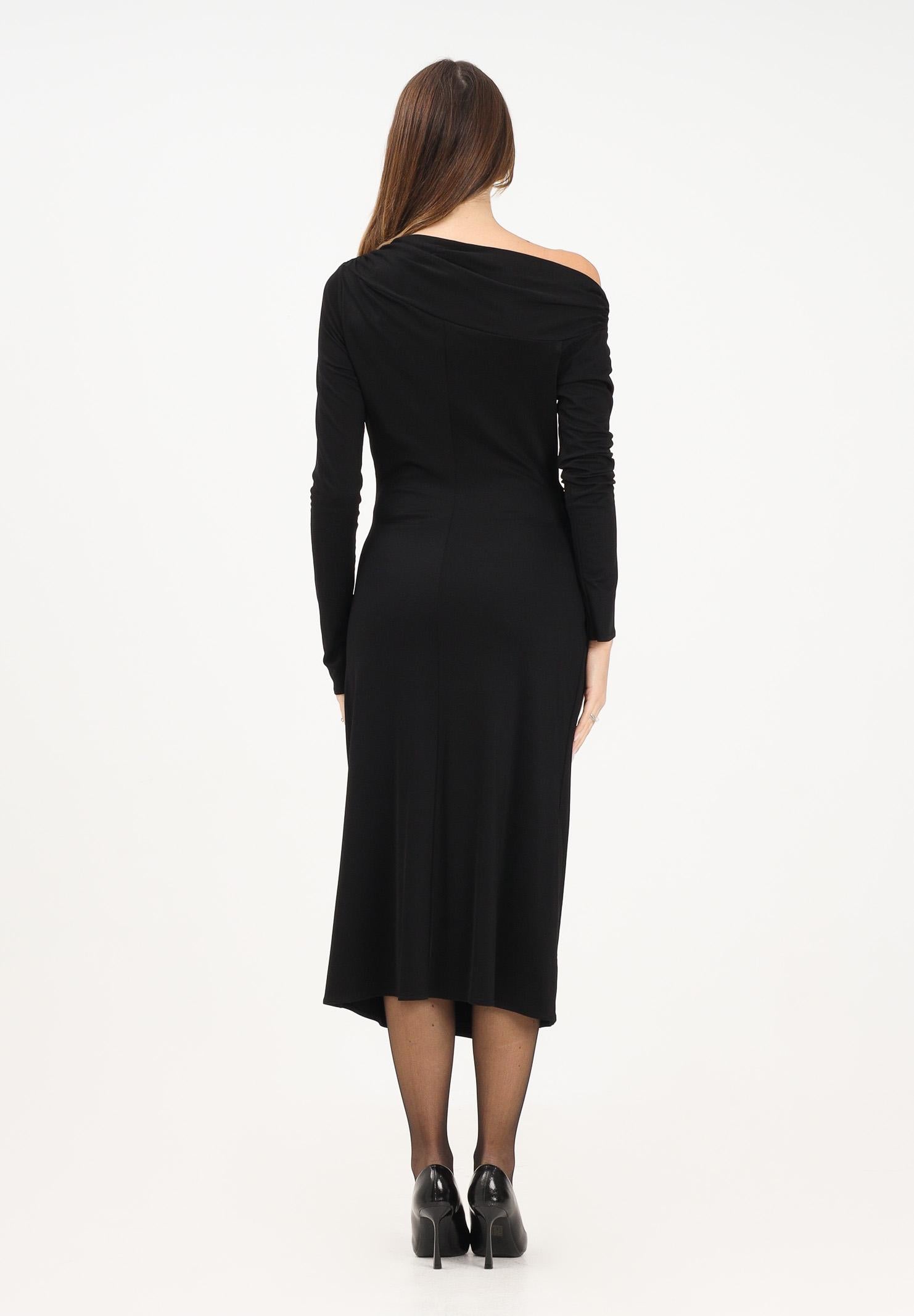 ELISABETTA FRANCHI Abito midi nero da donna con bottoni gioiello<BR/> AB82257E2 110 ELISABETTA FRANCHI 