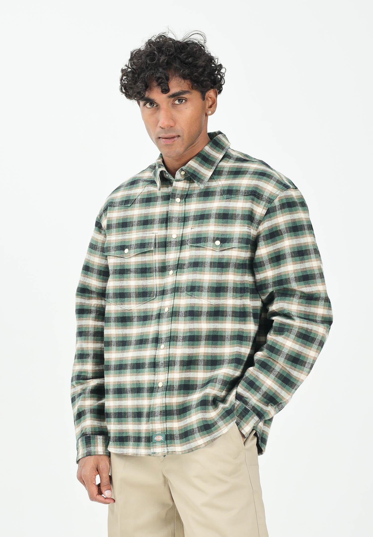 DICKIES Camicia a manica lunga JOHNSONVILLE verde da uomo DK0A87PWPIN1  DIckies 
