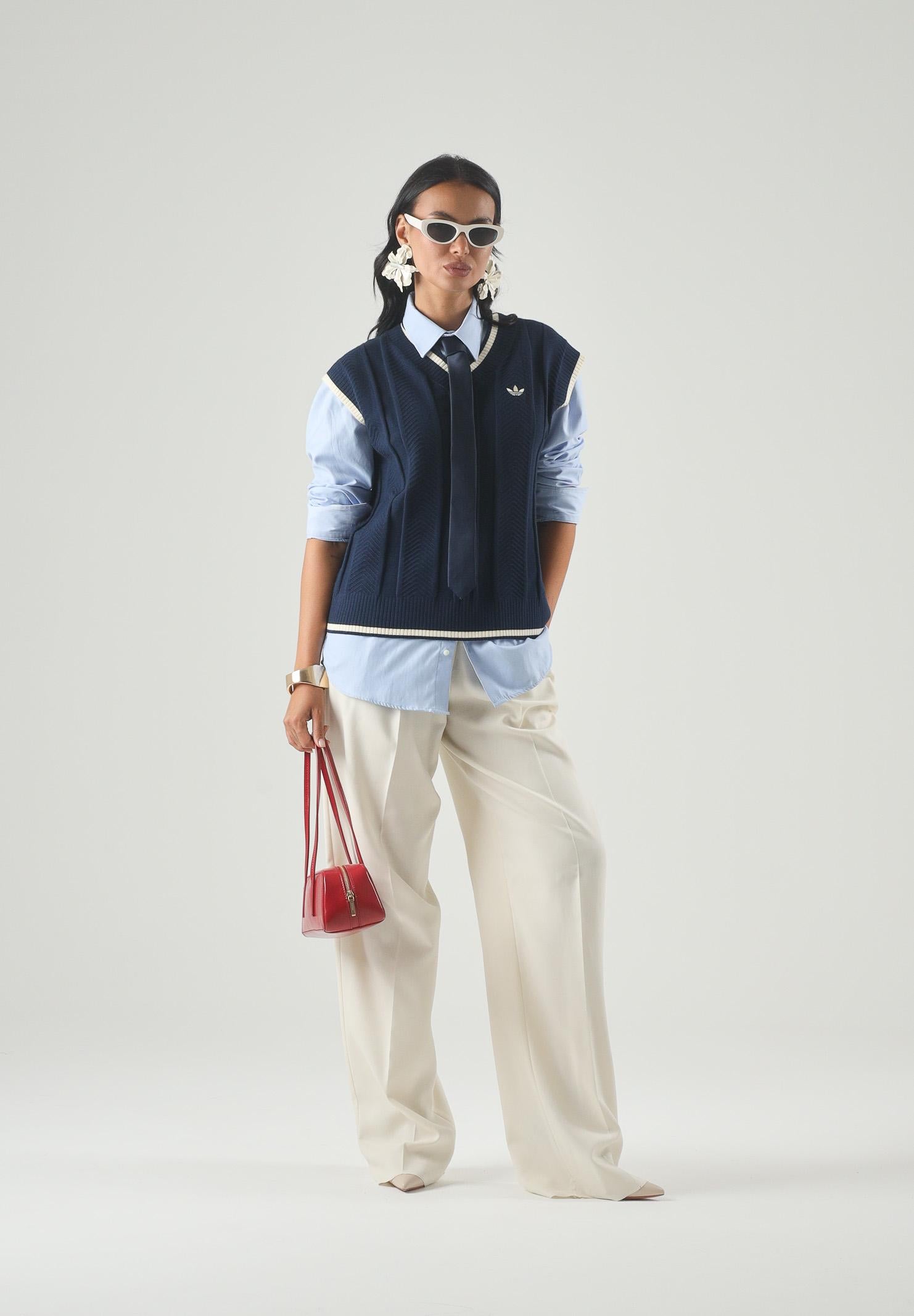 ADIDAS ORIGINALS Gilet in maglia Cable Knit Vest colore Night Indigo  donna. KT1861 . ADIDAS ORIGINALS 