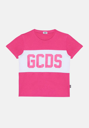 GCDS T-shirt a manica corta fucsia per bambino e bambina con stampa logo GCDS B2KU2329JF1 59 GCDS 