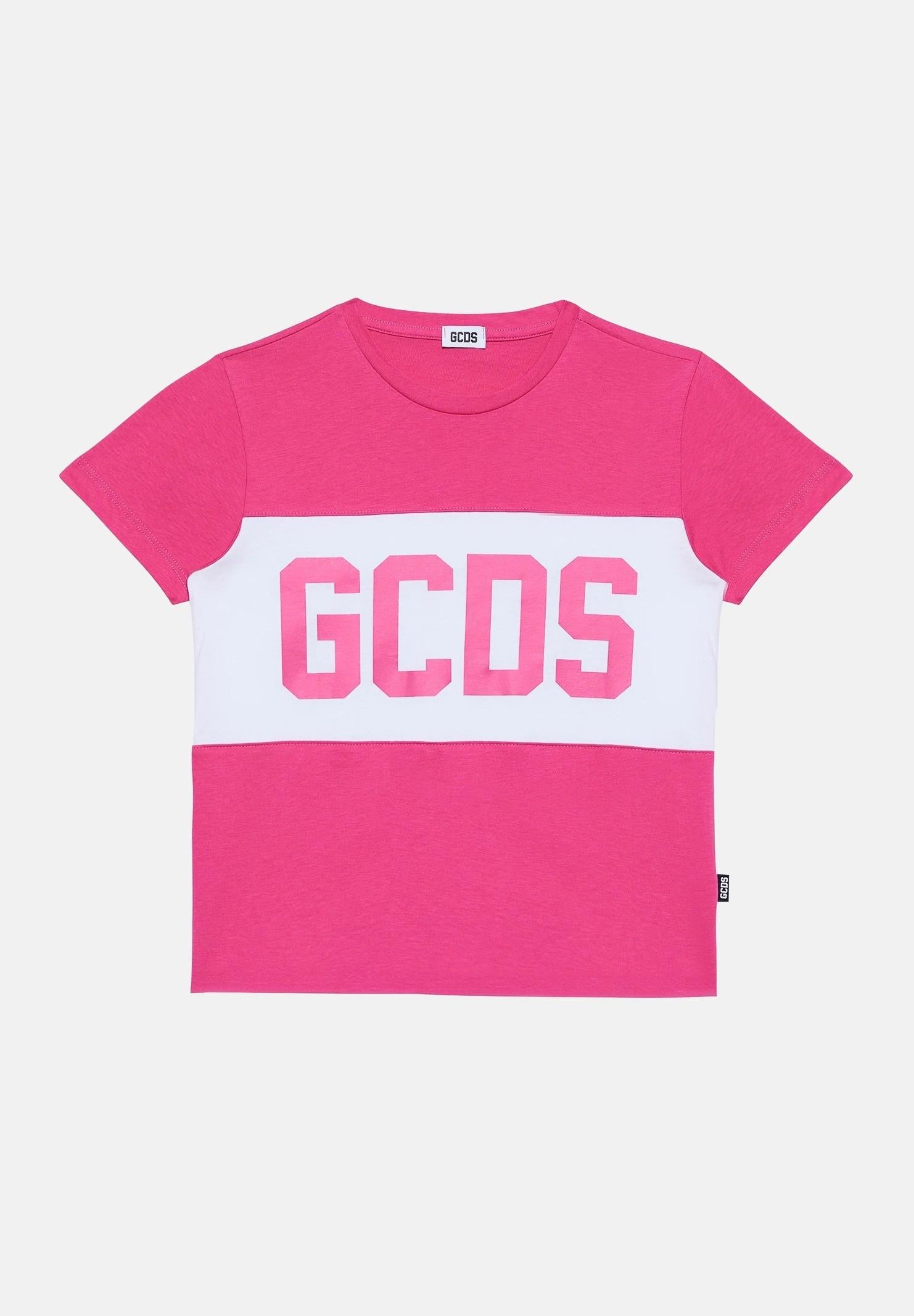 GCDS T-shirt a manica corta fucsia per bambino e bambina con stampa logo GCDS B2KU2329JF1 59 GCDS 