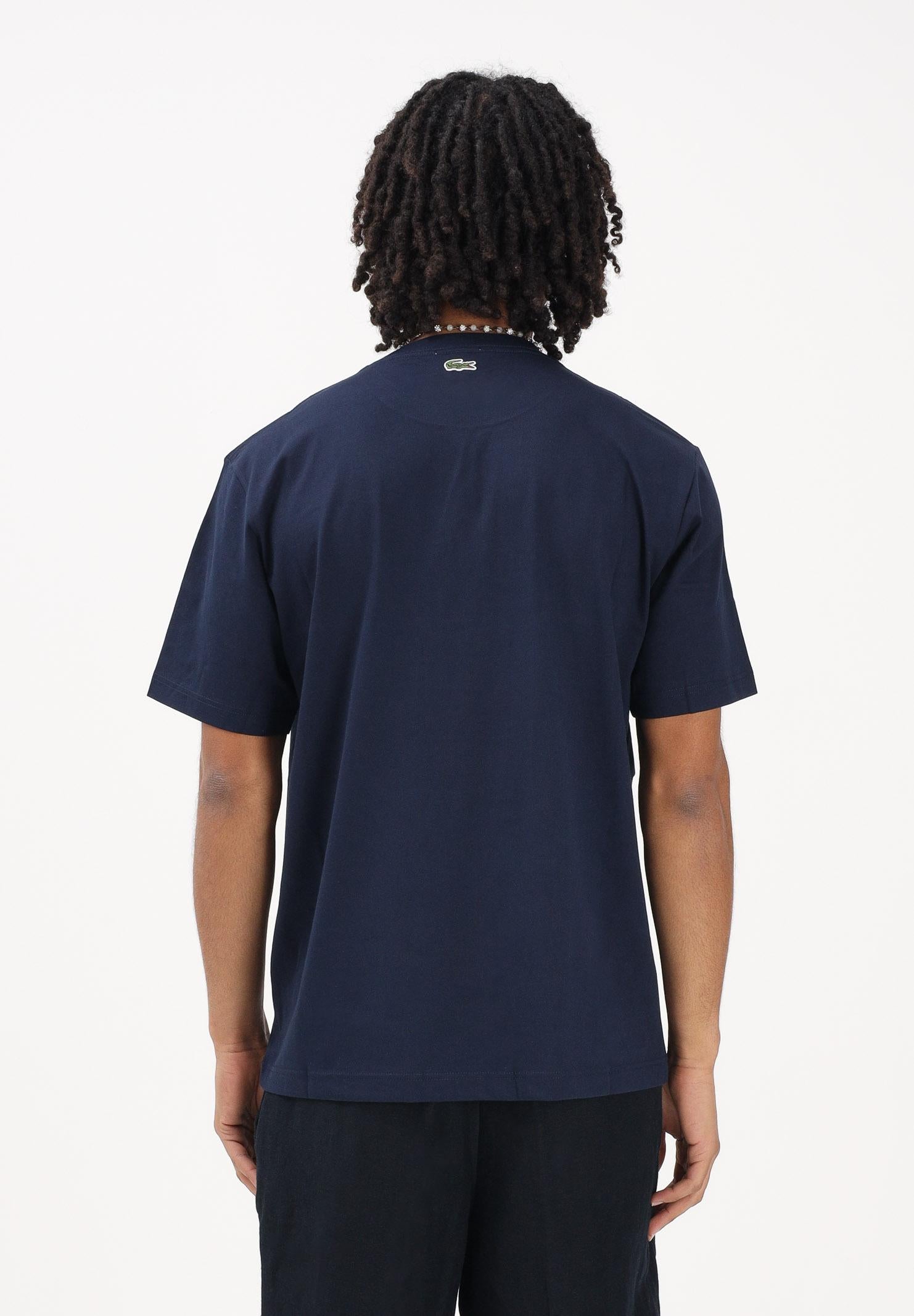 LACOSTE T-shirt a manica corta blu da uomo con marchio goffrato TH0753 166 LACOSTE 