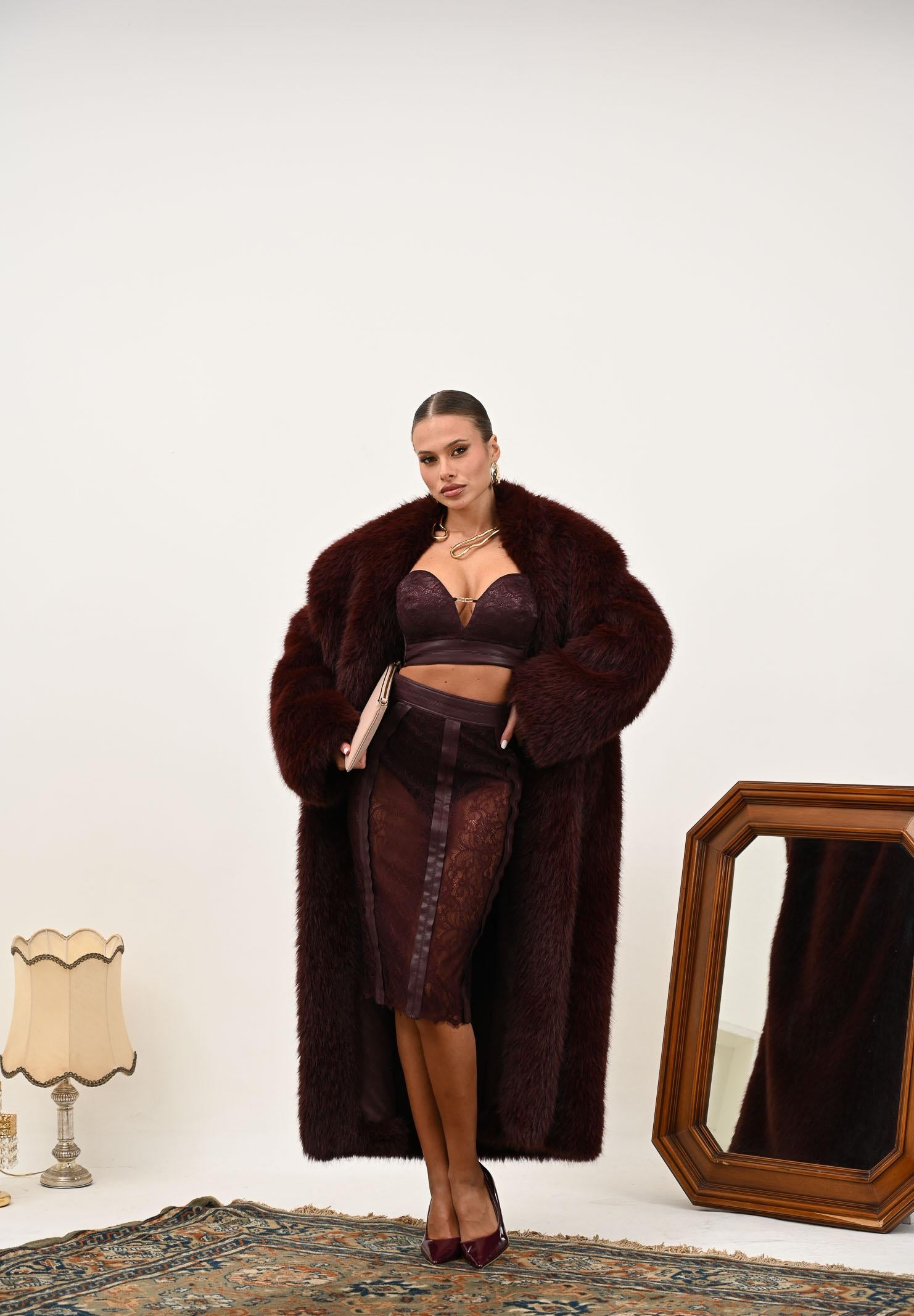 ELISABETTA FRANCHI Corpetto bordeaux da donna in pizzo floreale RG00257E2 EA4 ELISABETTA FRANCHI 