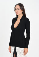 ELISABETTA FRANCHI Maglia a costine nera da donna con dettagli à jour MK09B56E2 110 ELISABETTA FRANCHI 