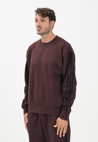ADIDAS PERFORMANCE Felpa girocollo Essentials 3-Stripes French Terry marrone da uomo JX0742  ADIDAS PERFORMANCE 