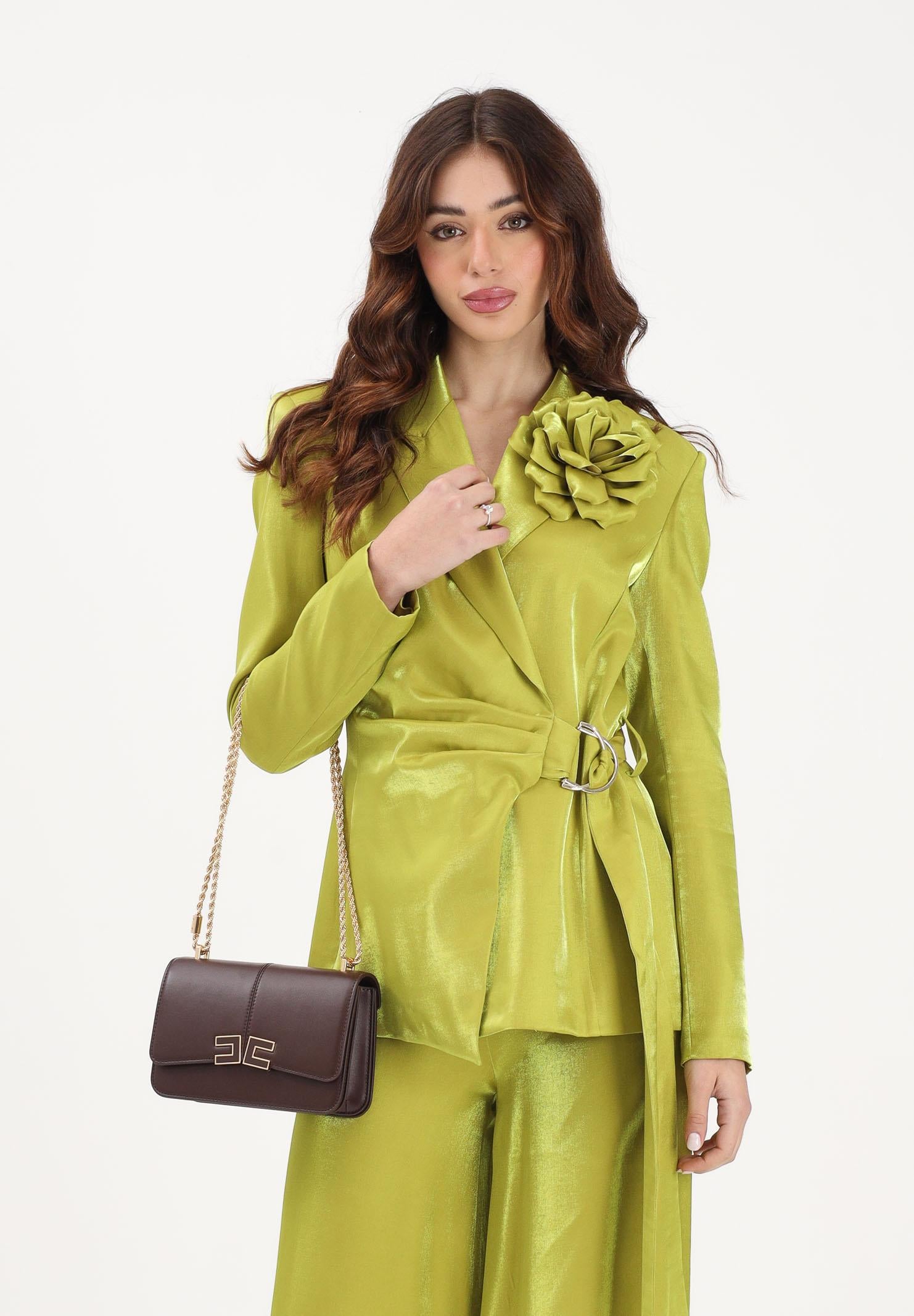 SHIT Giacca verde da donna con spilla fiore SH26007 AV SHIT 