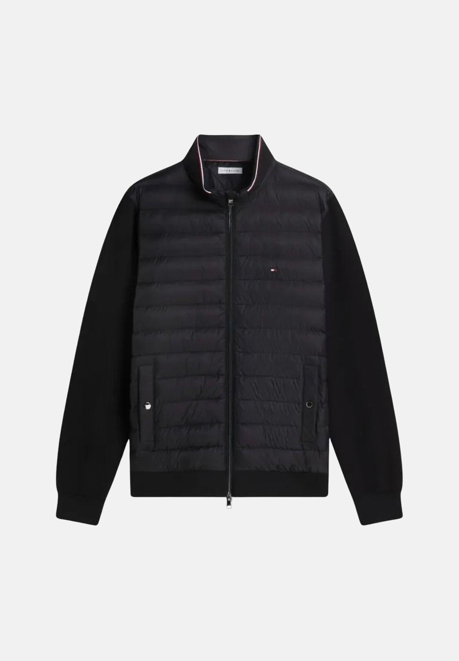 TOMMY HILFIGER Giubbotto Mixed Texture Intechno Knit Zip-Thru Sweatshirt black nero, colore basico nero, uomo. MW0MW41329 BDS TOMMY HILFIGER 