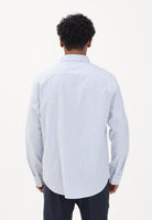 CALVIN KLEIN JEANS Camicia a manica lunga bianca da uomo con fantasia a righe sottili azzurre LV04RF100G C32 CALVIN KLEIN JEANS 