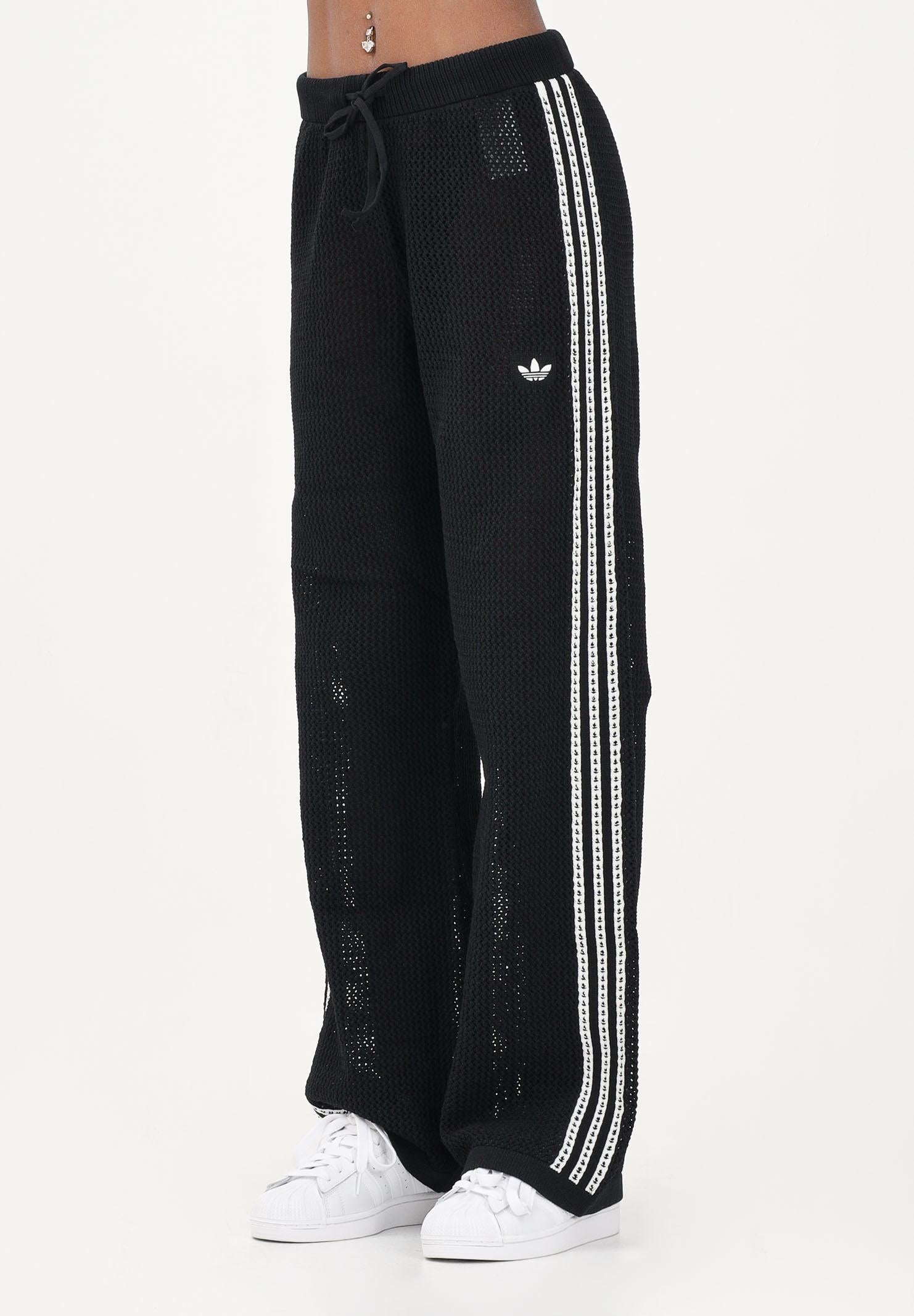 ADIDAS ORIGINALS Pantalone KNITTED CROCHET FIREBIRD nero da donna KC6494 . ADIDAS ORIGINALS 
