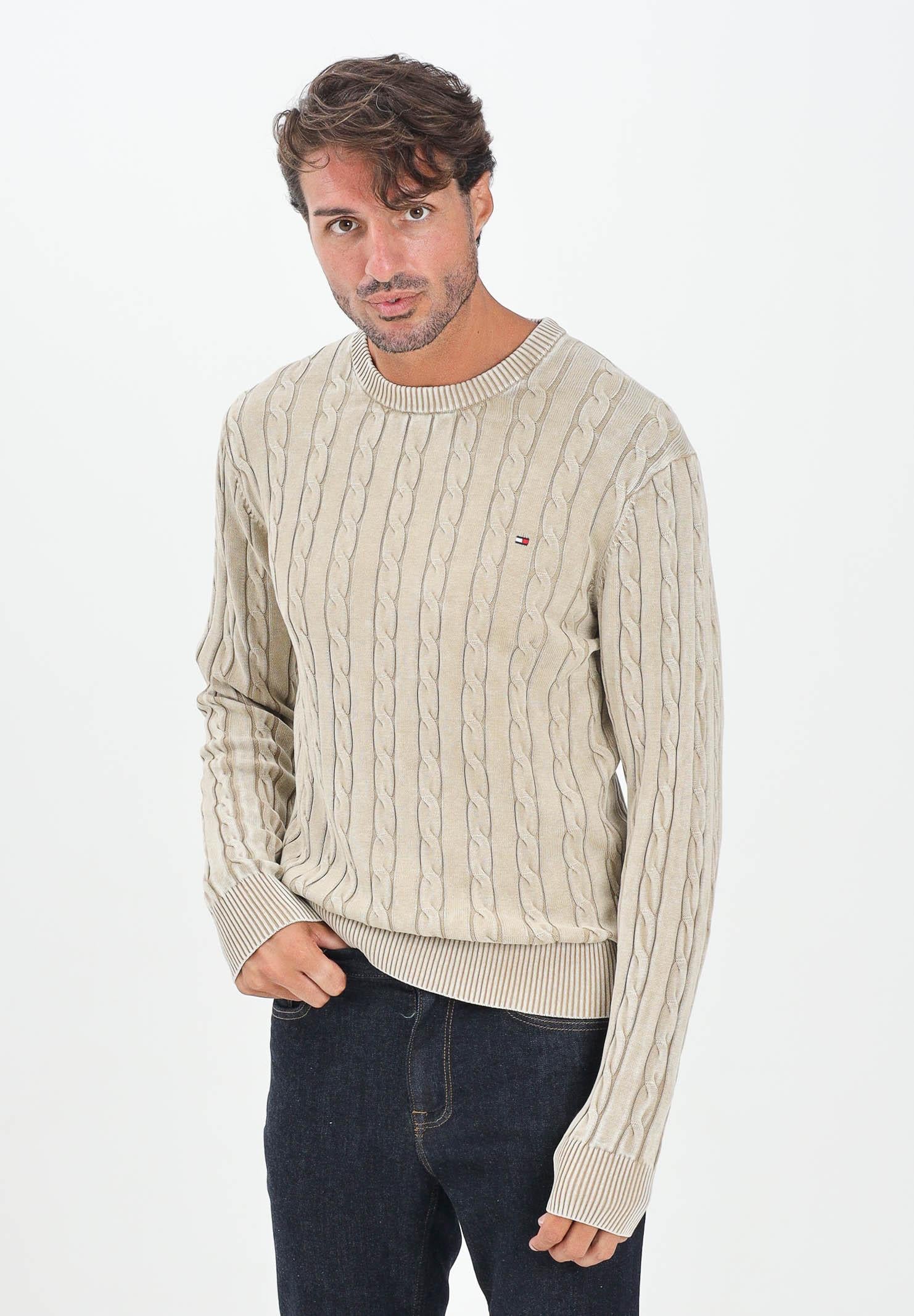 TOMMY HILFIGER Maglioncino girocollo beige da uomo MW0MW39524RBT  TOMMY HILFIGER 