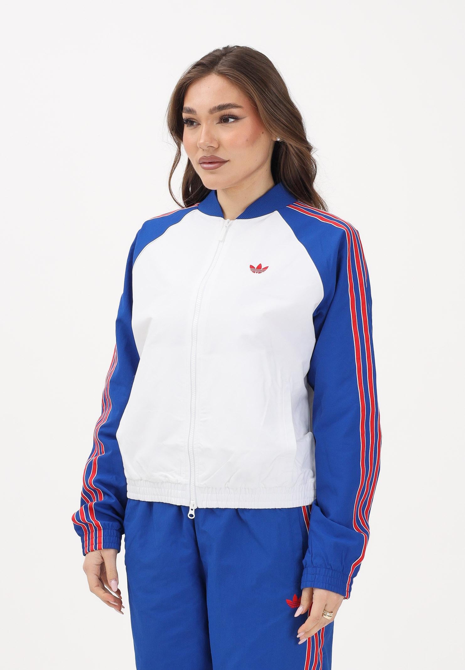 ADIDAS ORIGINALS Giacca a vento SST bianca, blu e rossa da donna KE2413 . ADIDAS ORIGINALS 