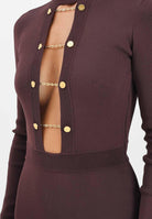 ELISABETTA FRANCHI Abito lungo bordeaux da donna con gemelli gioiello AM29S57E2 EA4 ELISABETTA FRANCHI 