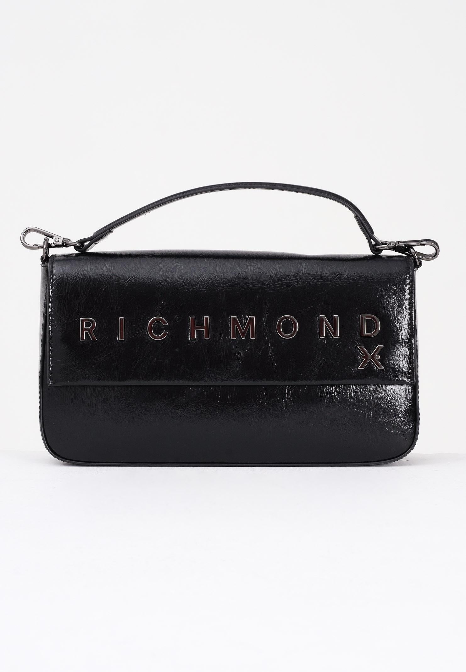 RICHMOND Borsa a spalla nera da donna con logo metallico UWA25303BO BL RICHMOND 
