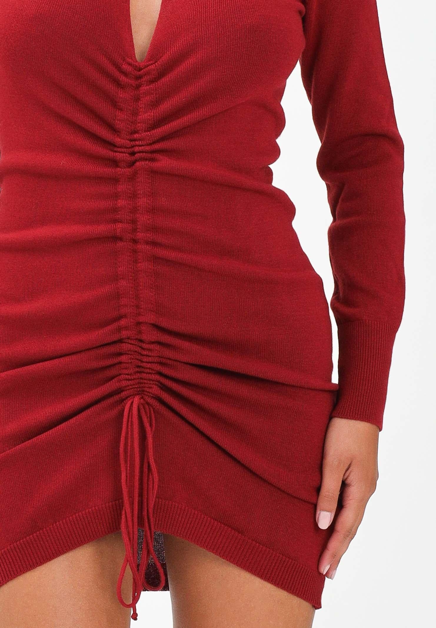 AKEP Abito corto rosso da donna regolabile al centro VSKD11015 V1 AKEP 