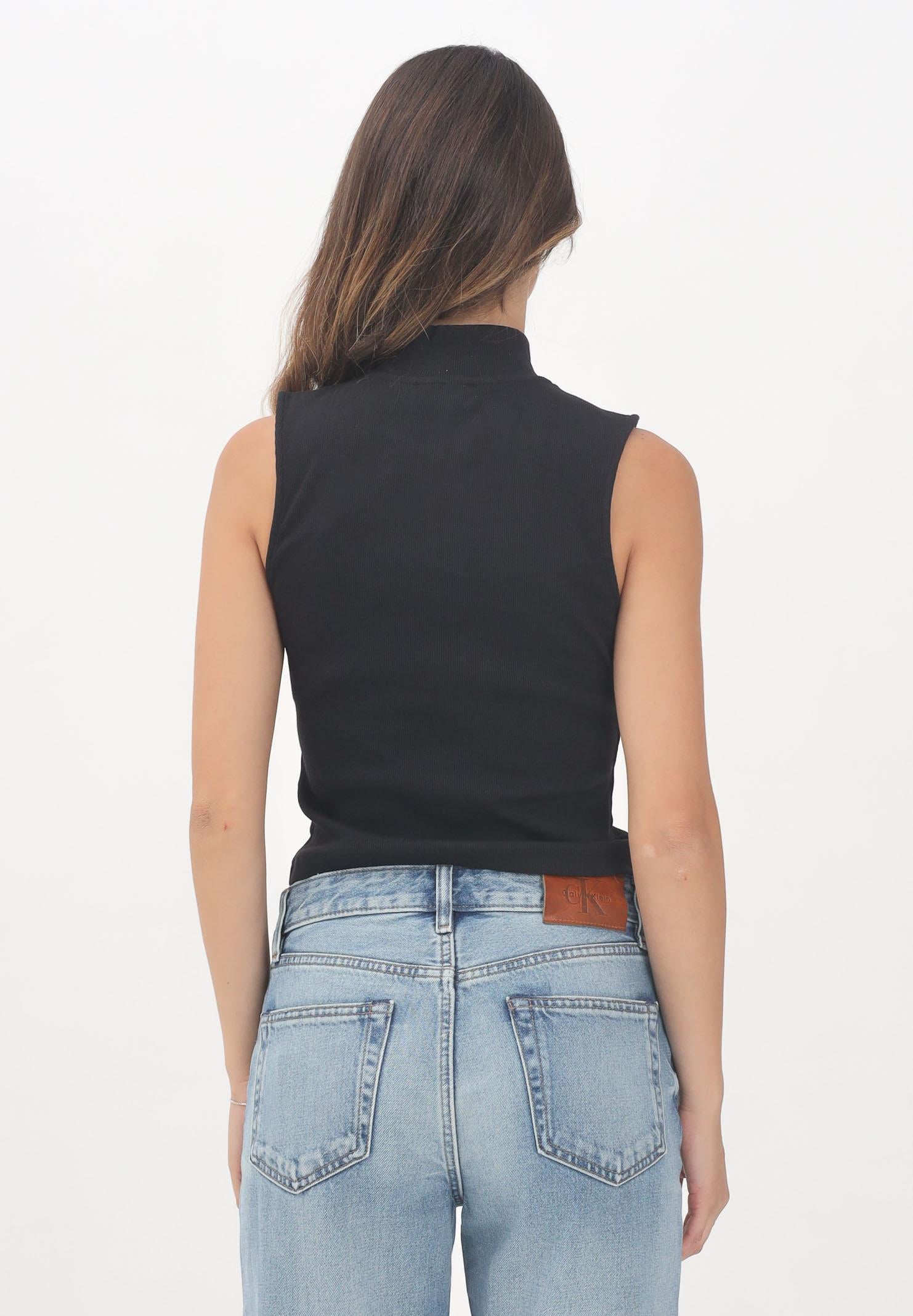 CALVIN KLEIN JEANS Top nero da donna a collo alto con zip LV047C909GUB1  CALVIN KLEIN JEANS 