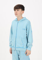 MAISON MARGIELA Felpa con zip azzurra per donna, ragazzi e bambini rifinita da logo M60978MM07L M6809 MAISON MARGIELA 