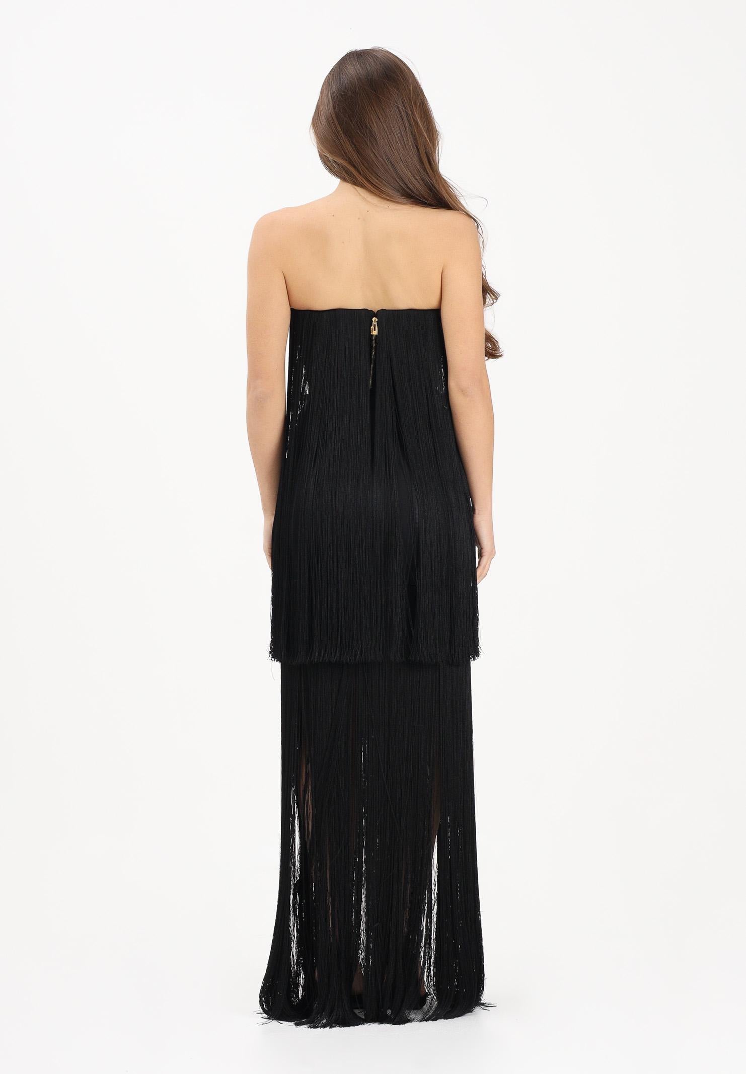 ELISABETTA FRANCHI Abito lungo nero da donna con frange ABR3762E2 110 ELISABETTA FRANCHI 