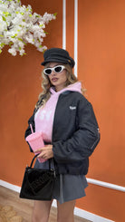 Bomber grigio per donna e bambina con piccolo ricamo logo F4MSJGBO209 101 MSGM 