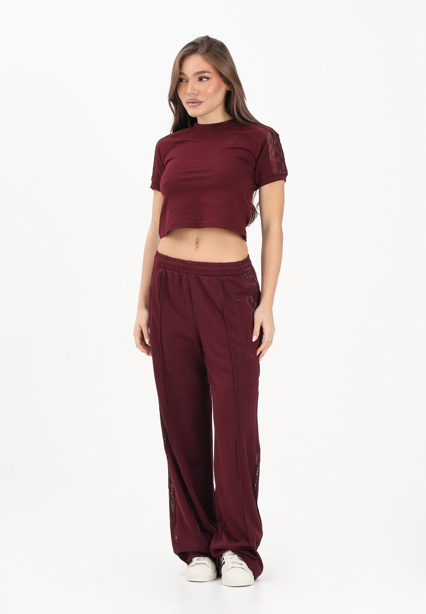 ADIDAS ORIGINALS Pantalone sportivo FIREBIRD IN PIZZO bordeaux da donna KC6445 . ADIDAS ORIGINALS 