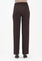 VICOLO Pantalone elegante marrone da donna con bande laterali in raso TF0305 FU69 VICOLO 