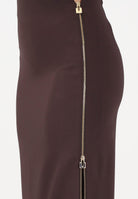 ELISABETTA FRANCHI Gonna lunga cacao da donna con zip gioiello GO16561E2 644 ELISABETTA FRANCHI 