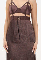 ELISABETTA FRANCHI Abito corto cacao da donna con frange AB96662E2 644 ELISABETTA FRANCHI 