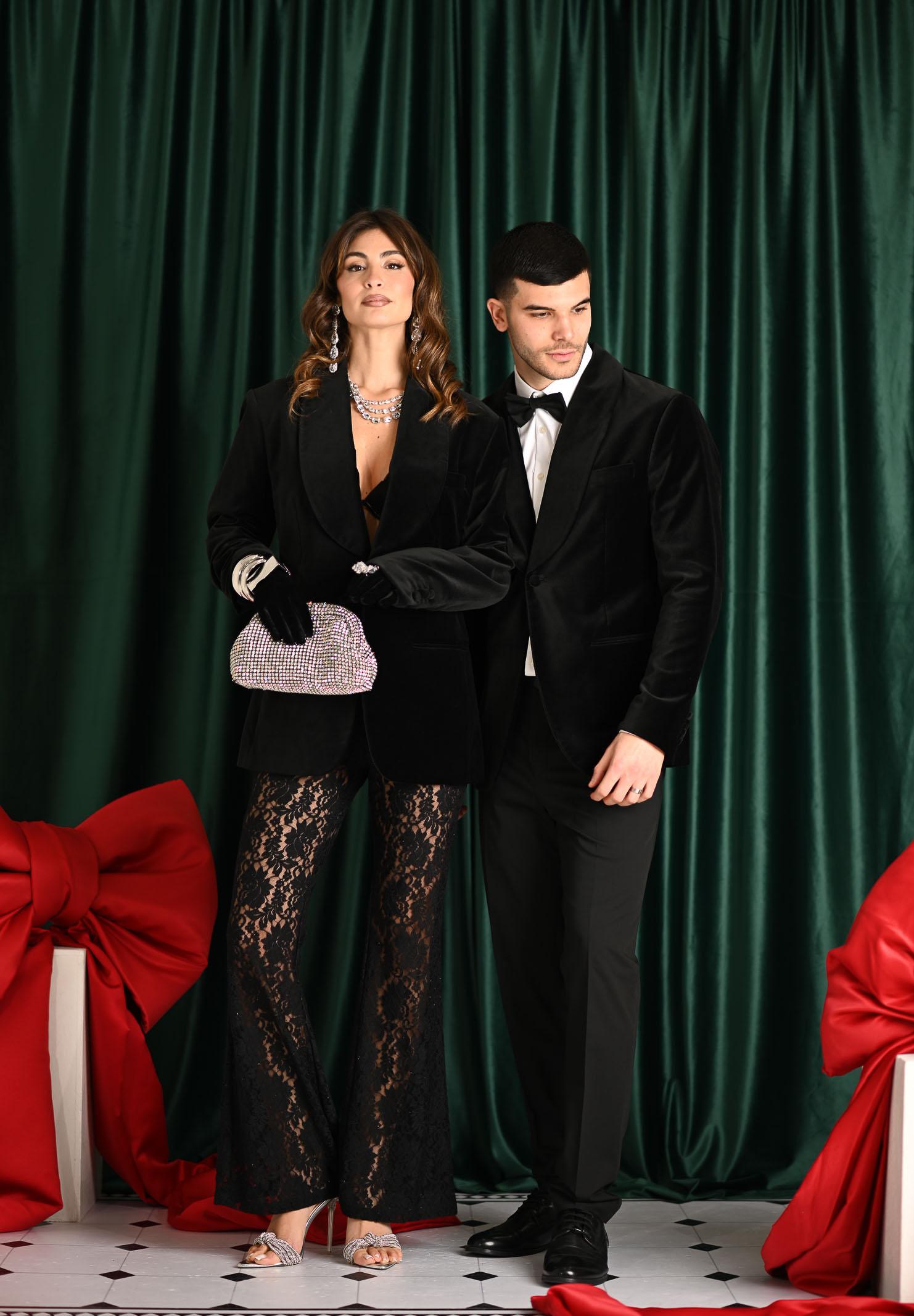 SELECTED HOMME Giacca monopetto in velluto nero da uomo 16099488 Black SELECTED HOMME 