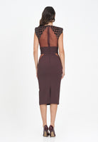 ELISABETTA FRANCHI Abito midi bordeaux da donna con ricami cocco AB83457E2 EA4 ELISABETTA FRANCHI 