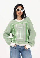 LACOSTE Maglione girocollo bianco e verde per uomo e donna con grafica campo da tennis AH0619 4SI LACOSTE 