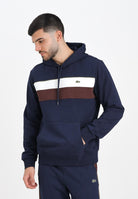 LACOSTE Felpa con cappuccio blu da uomo con motivo color block SH8161 6WZ LACOSTE 