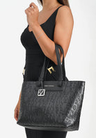 ARMANI EXCHANGE Shopper a spalla nera da donna con logo all-over XW001481AF15774 UC001 ARMANI EXCHANGE 