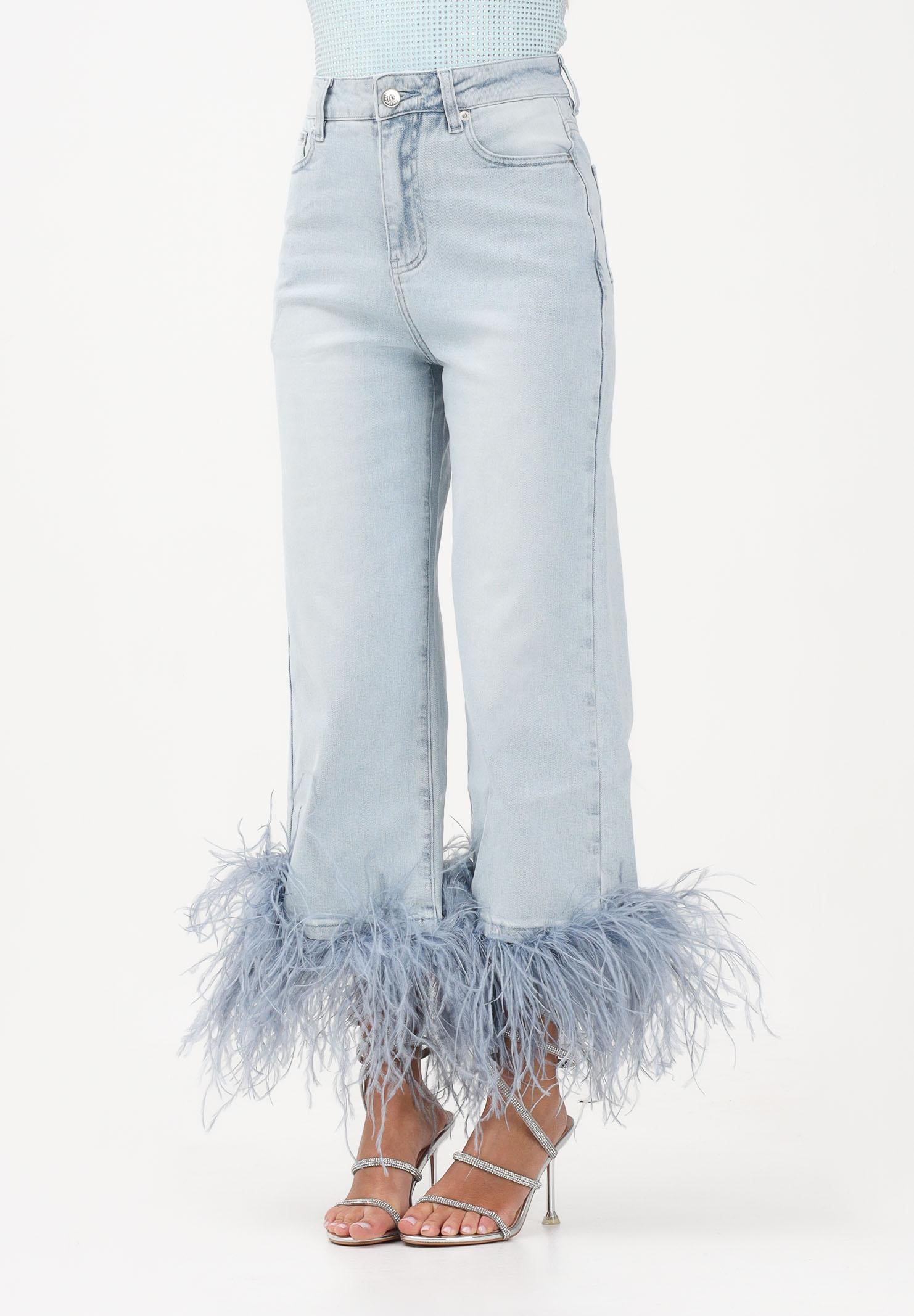 TWENTY FOURHAITCH Jeans ARCADE in denim chiaro da donna con piume A0118DCH62P DECH TWENTY FOURHAITCH 