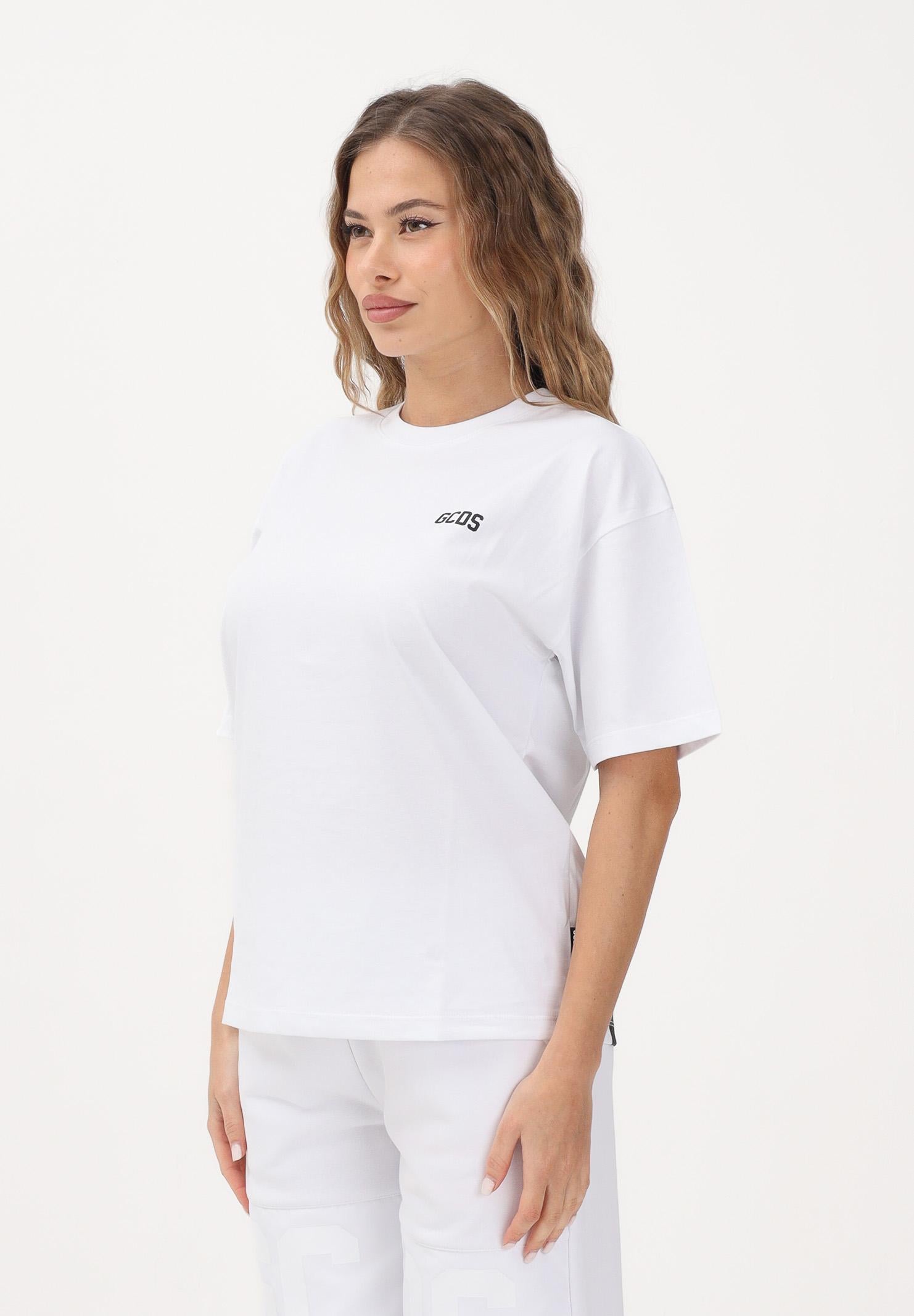 GCDS T-shirt a manica corta bianca per donna, ragazzi e bambini con maxi stampa sul retro Z0UJQC587J105 100B GCDS 