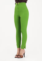 ELISABETTA FRANCHI Pantalone elegante verde da donna con dettagli logo<BR/> PA16361E2 EV3 ELISABETTA FRANCHI 