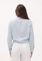 ONLY Camicia a manica lunga azzurra da donna con sottili righe e taschino 15195910 CEBR ONLY 