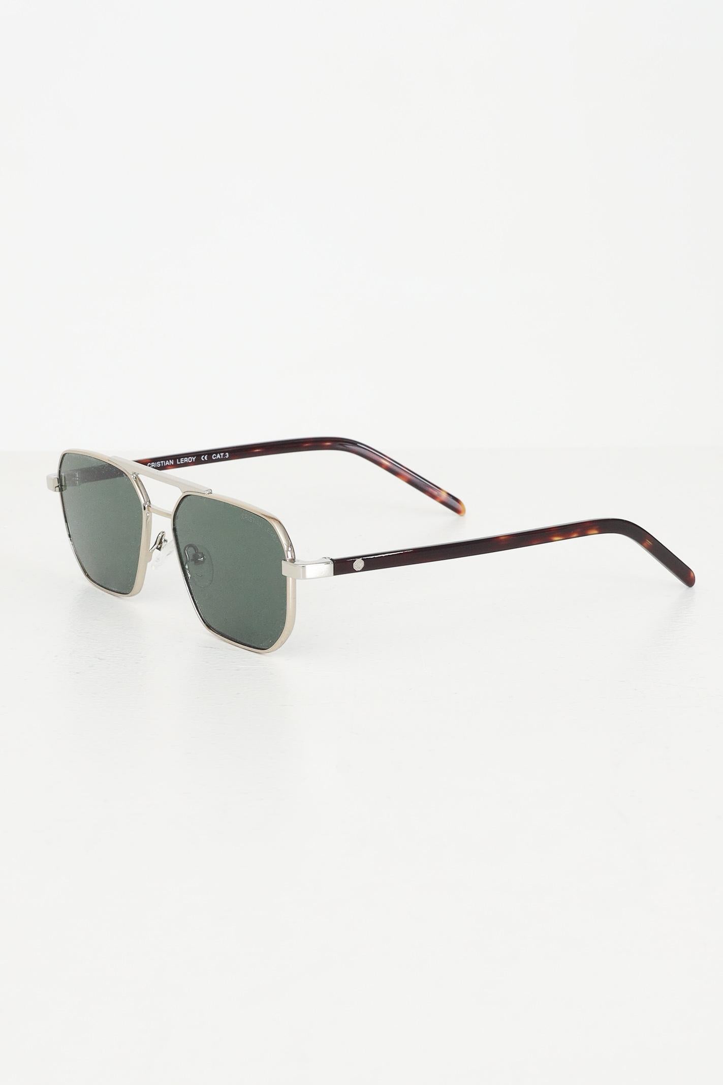 Occhiali da sole per uomo e donna con montatura argento e aste tartarugate 15032 05 CRISTIAN LEROY 