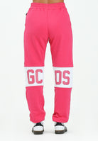 GCDS Pantalone sportivo fucsia per donna, ragazzi e bambini con banda a contrasto e logo B2JU3017BA2 59 GCDS 