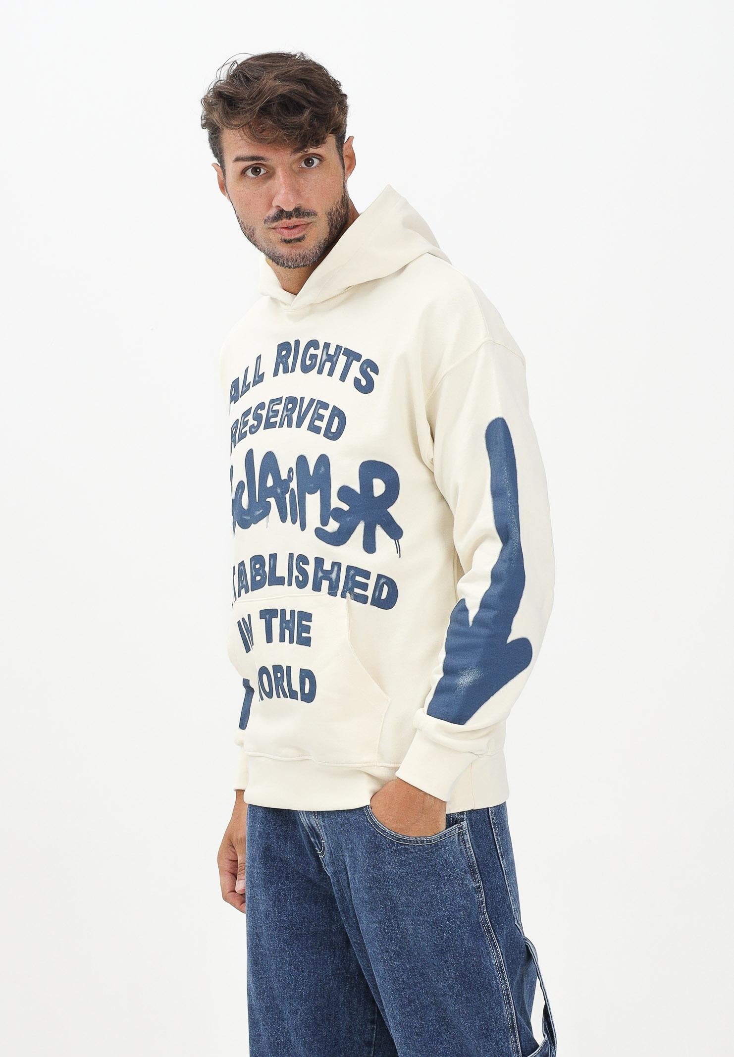 DISCLAIMER Felpa con cappuccio panna da uomo con stampa 25IDS55128 LA DISCLAIMER 