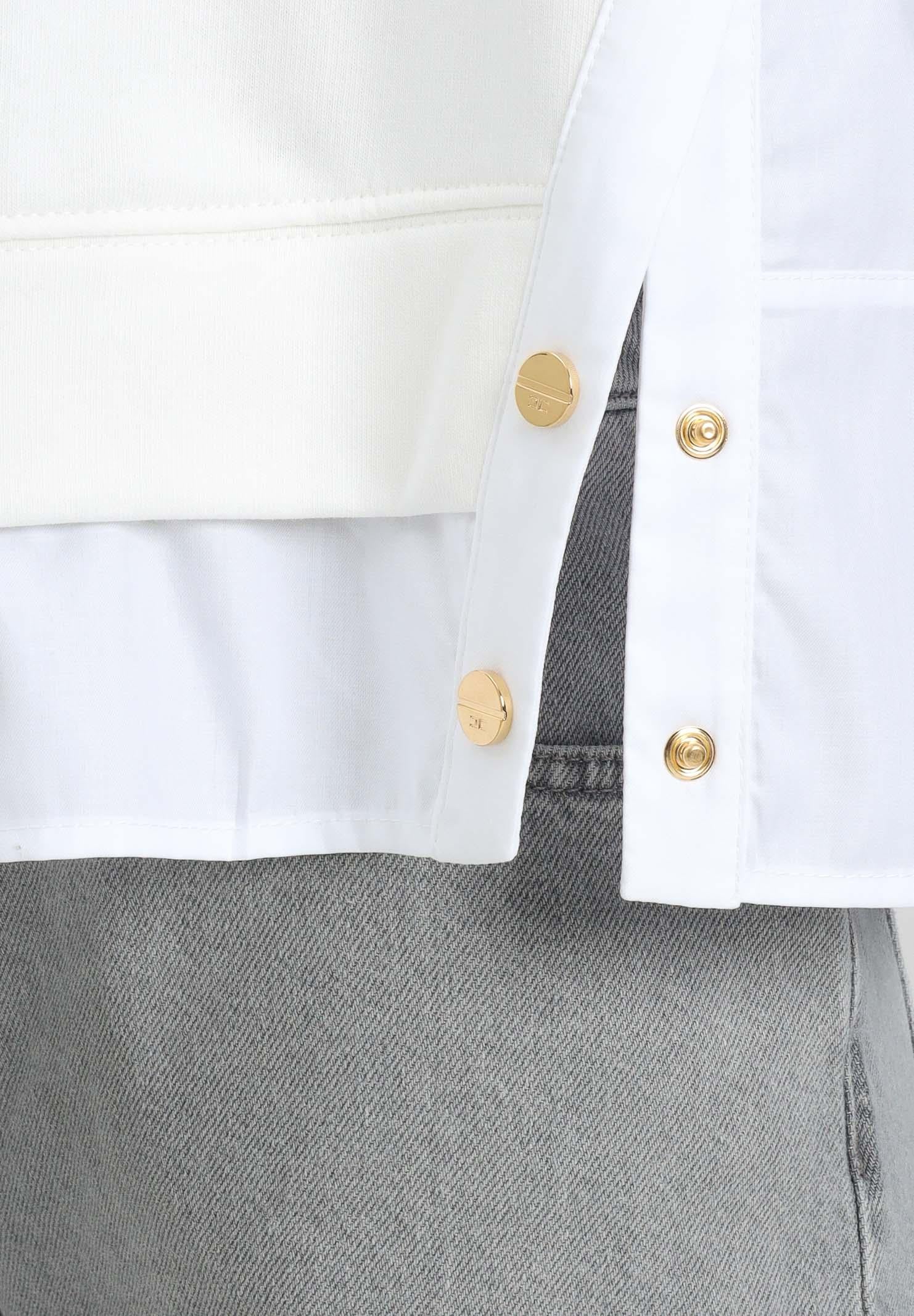 ELISABETTA FRANCHI Felpa girocollo avorio da donna con dettagli in popeline MD00656E2 360 ELISABETTA FRANCHI 