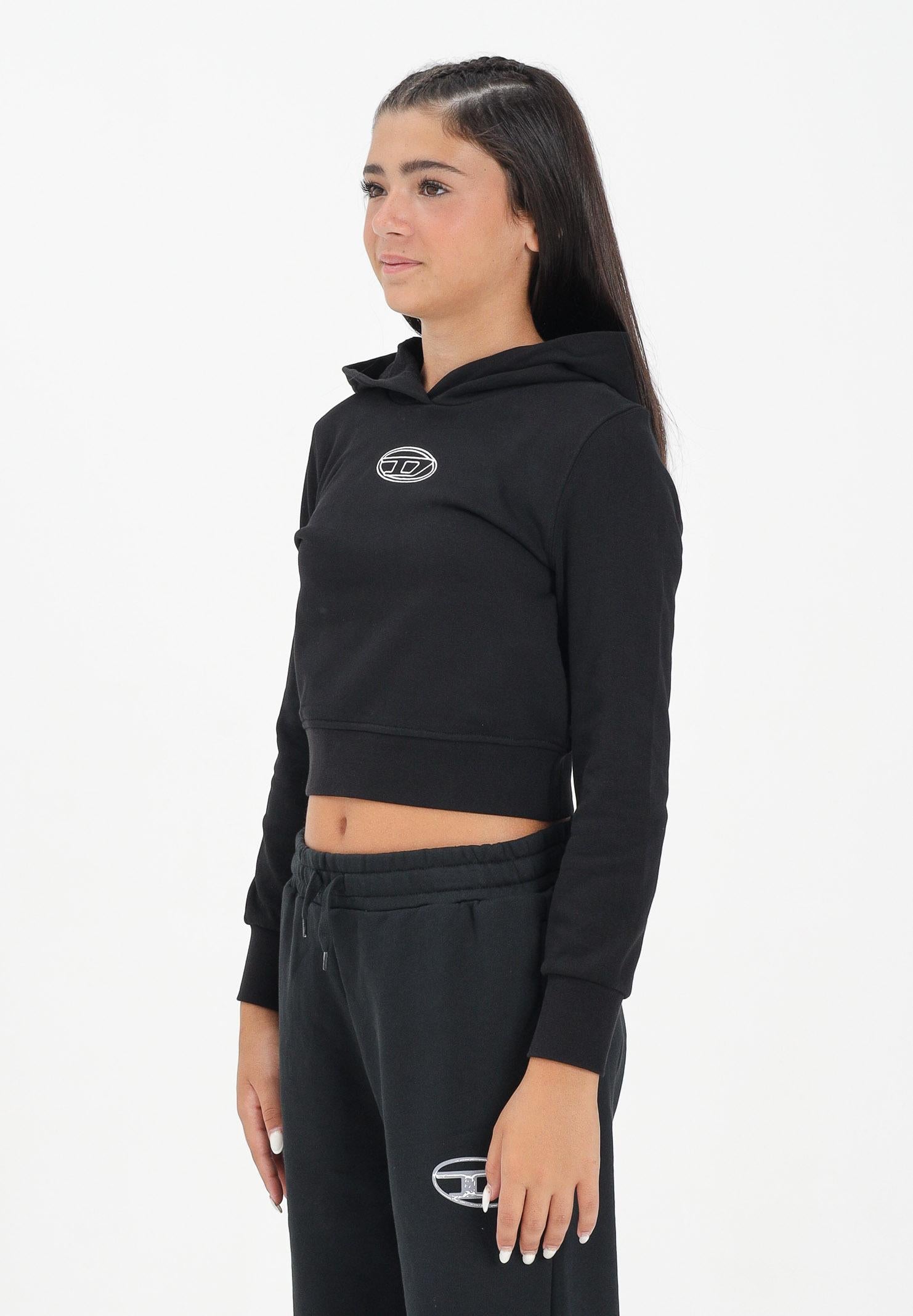 DIESEL Felpa con cappuccio nera per donna, ragazze e bambine rifnita da logo J02416KYAX3 K900 DIESEL 